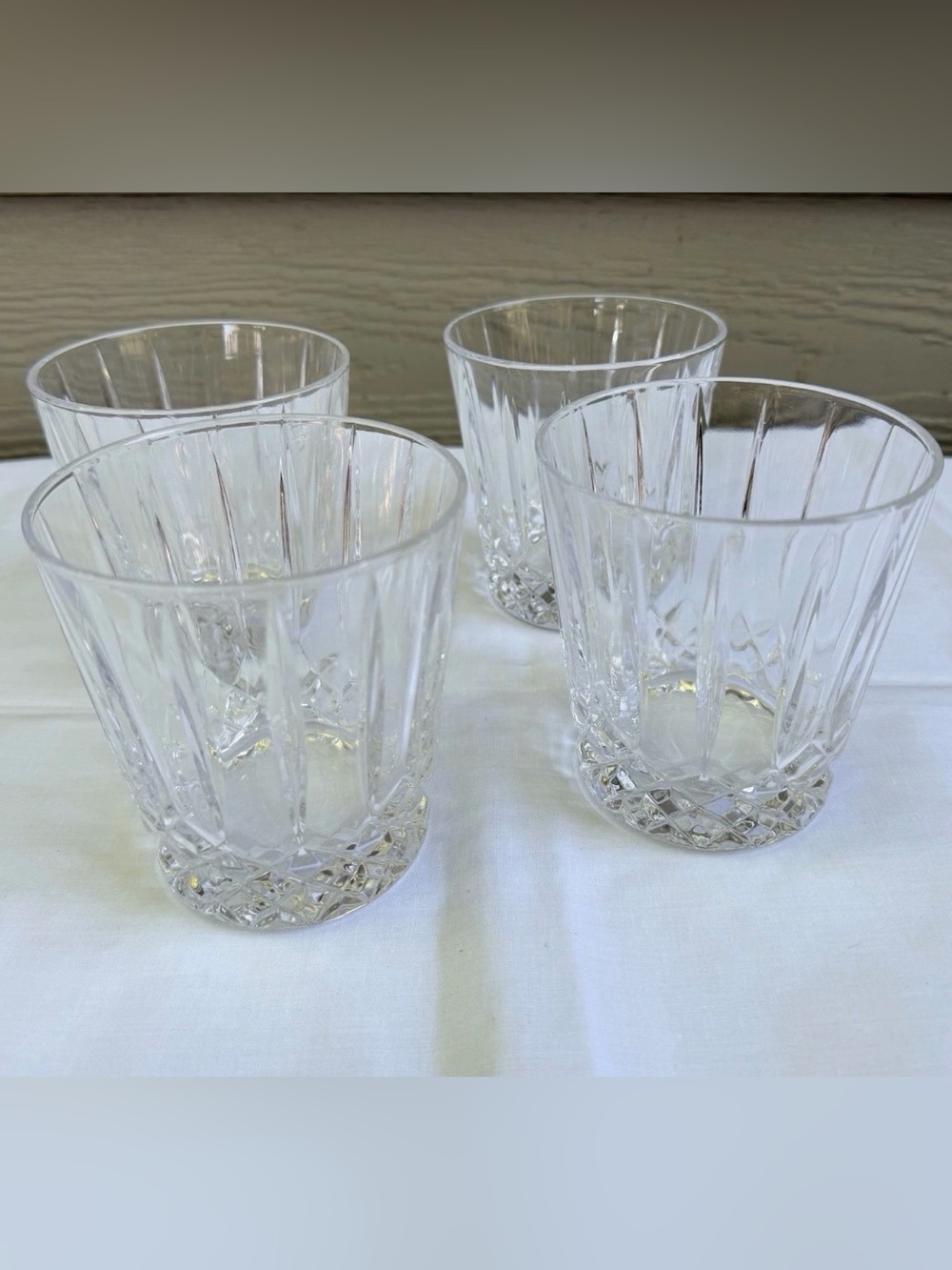 Wedgwood Crystal Germany Double Old Fashioned Rocks‎ Glasses Set 4 Optic Panels
